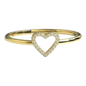 Diamond Heart 14k Solid Gold Heart Stacking Ring Size 7
