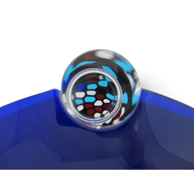 Baccarat Baccarat Crystal Cobalt Blue Oceanie Kaleidoscope Stopper Sculpture Vase For Sale - Image 4 of 18