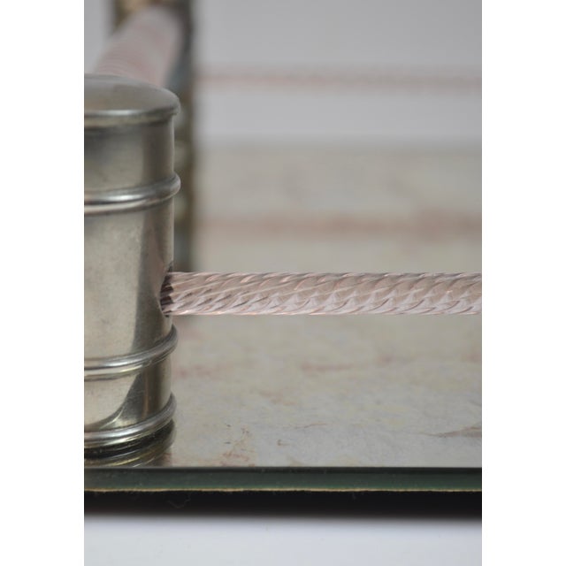 Mid-Century Italian Tray with Twisted Pink Glass and Mirrored Base, 1950s For Sale - Image 12 of 18