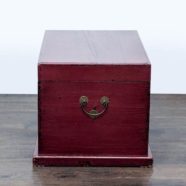Asian Storage Trunk With Brass Hardware For Sale - Image 4 of 11