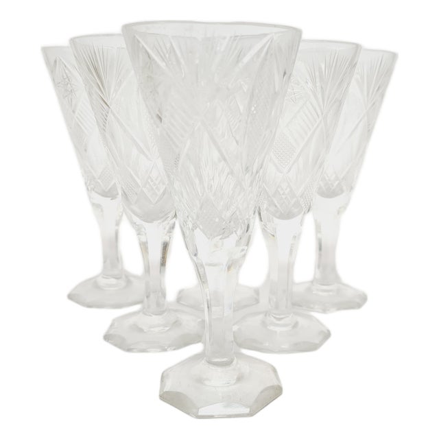 Art Deco Polish Champagne Glasses, 1900s, Set of 6 For Sale