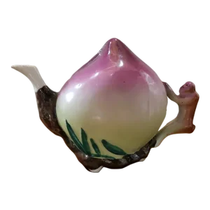 Vintage Chinese Porcelain Cadogan Peach-Form Teapot From d.h. Holmes New Orleans