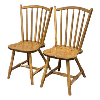 Hunt Country Rustic Windsor Side Chairs - A Pair For Sale