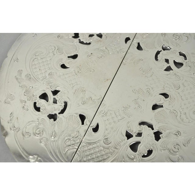 Metal Vintage Gorham Yc49-1 Victorian Silver Plated Expanding Pot Trivet Hot Plate For Sale - Image 7 of 11