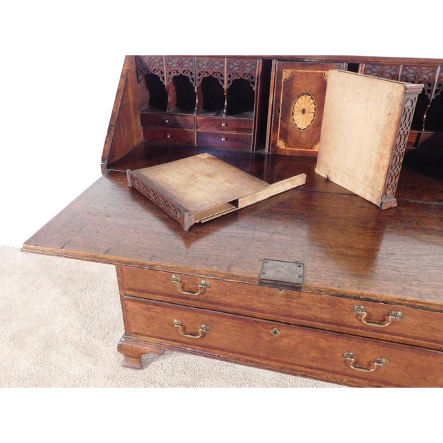 1880s English Oak Slant Front Desk For Sale - Image 11 of 17