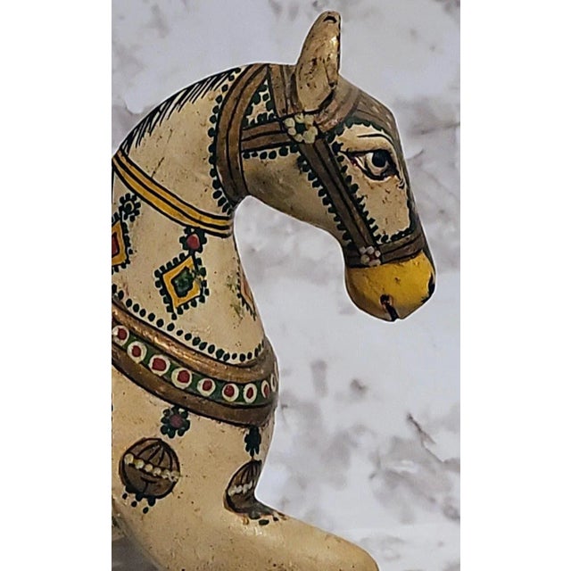 Vintage Hand Carved Wedding Horse Handpainted Figurine For Sale - Image 11 of 11