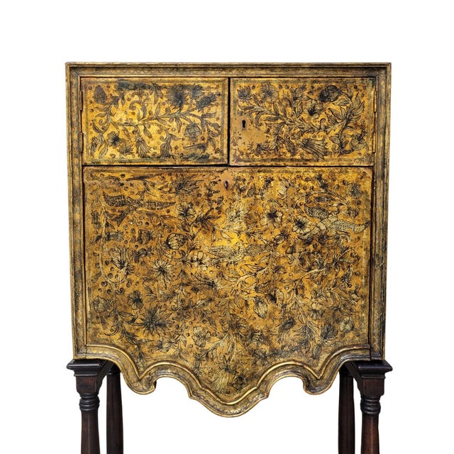 Art Nouveau Cabinet with Gilded and Silvered Leather, circa 1920 – Spain Spectacular cabinet with a wooden frame and...