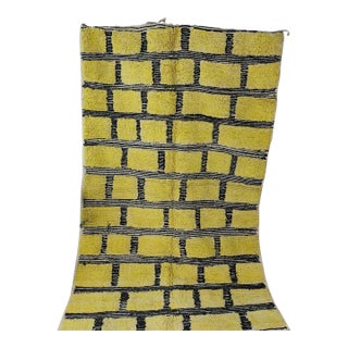 Contemporary Chartreuse Green Wool Moroccan Rug For Sale