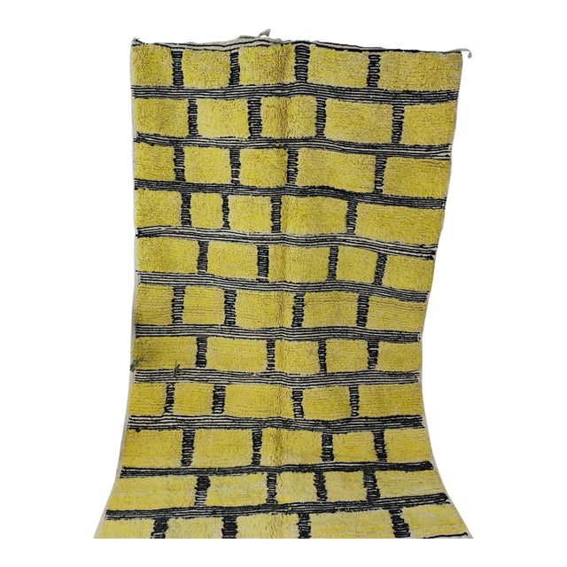 Contemporary Chartreuse Green Wool Moroccan Rug For Sale