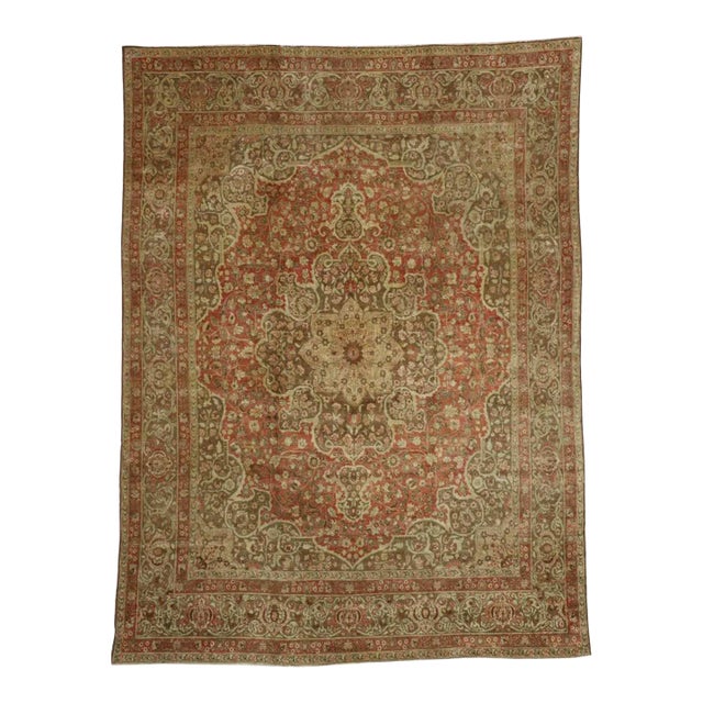 Antique Persian Tabriz Rug - 09'00 X 12'00 For Sale