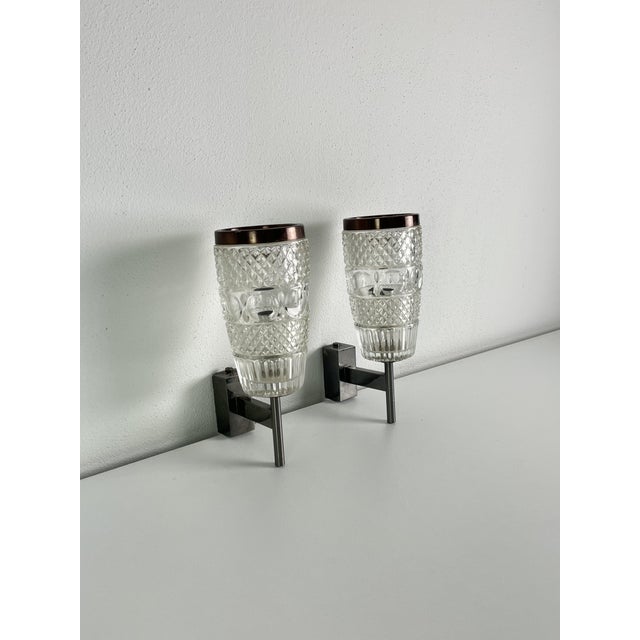 Mid-Century Modern Rostrato Glass Wall Lamps, 1950s, Set of 2 For Sale - Image 3 of 11