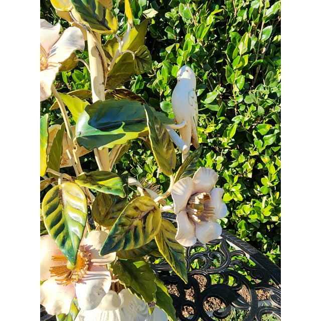 Mid 20th Century Italian Tole Flora and Fauna Table Lamp For Sale - Image 14 of 16