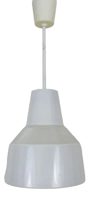 Vintage Industrial Pendant Light in Glass and Metal Rod, 1950s