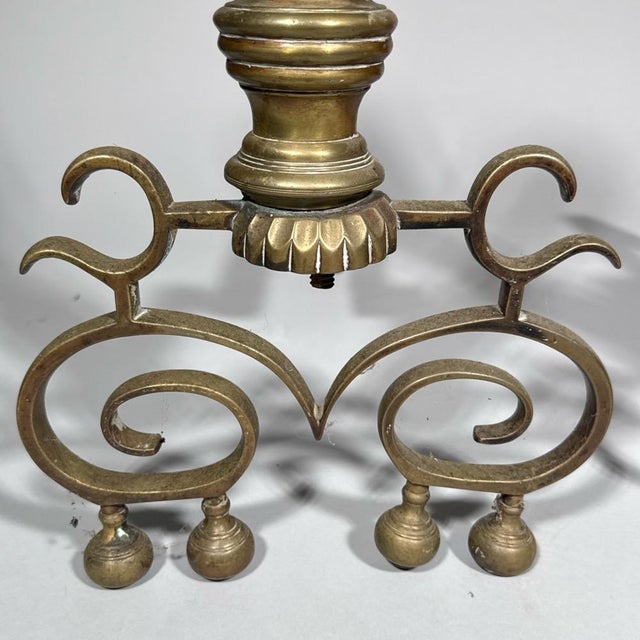 19th Century Antique Federal Style Brass and Iron Fireplace Set—Five Pieces For Sale - Image 5 of 14