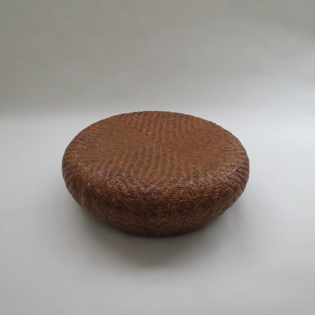 Wood Vintage Low Round Rattan Coffee Table, 1990s For Sale - Image 7 of 15