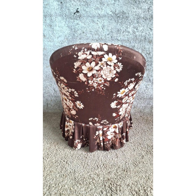 Antique Napoleon III Toadstool Lounge Chair with Floral Fabric, 1890s For Sale - Image 4 of 15