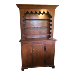 Late 18th Century VTG Pine Country One Piece Stepback Hutch Display Shelves, and Lower Storage Cabinet