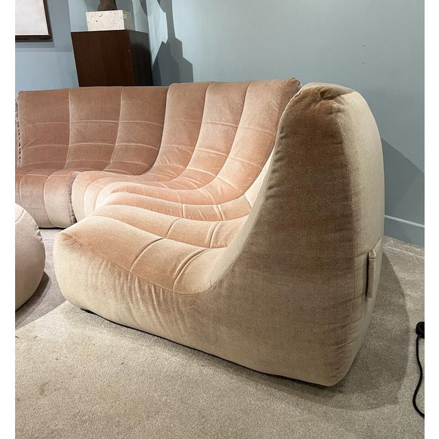 Rare five-module sofa and matching ottoman, Gilda model, designed by Michel Ducaroy for Ligne Roset, France, circa 1972....