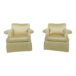 Pair Councill Craftsmen Yellow Gold Upholstered Club Chairs ~ 5 Years Old For Sale