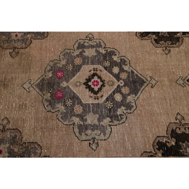 Brown Early 20th Century Vintage Turkish Wool Runner Rug For Sale - Image 8 of 11