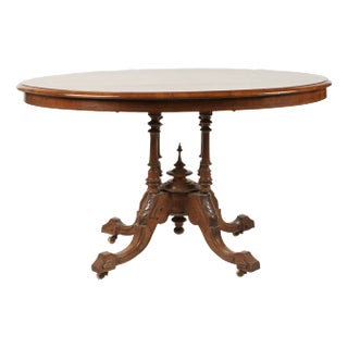 Antique Mid to Late 19th Century English Victorian Burl Walnut Tilt-top Center Table For Sale