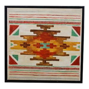 Vintage 20th Century Southwestern Folk Art Oil on Canvas Painting 21"