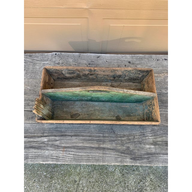 Early 20th Century Antique Farmhouse Green Wooden Trug For Sale - Image 5 of 12