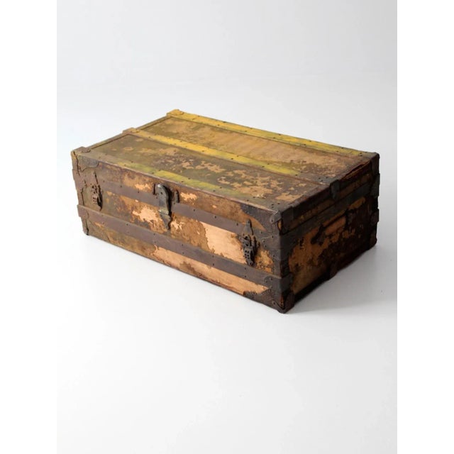 Rustic Antique Argentine Gaucho Trunk With Iron Strapping For Sale - Image 3 of 12