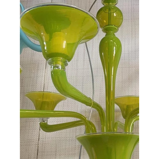 Contemporary Translucent Apple-Green Murano Style Glass Chandelier from Simoeng For Sale - Image 3 of 11