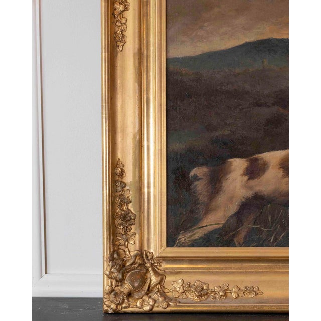 Oil on canvas – Pointing Dog in a Landscape – French School, 19th century. For Sale In Atlanta - Image 6 of 13