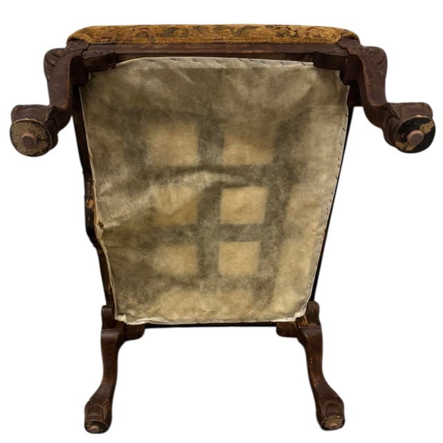 Antique Wood and Tapestry Fabric Footstool For Sale - Image 9 of 10