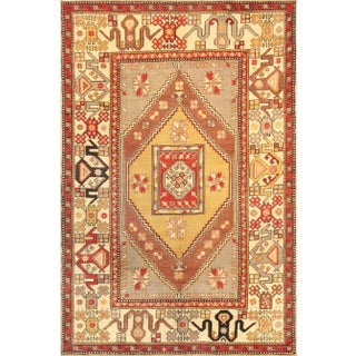 Vintage Oushak Tan/Ivory Rug, 5' 7" X 8' 9" For Sale