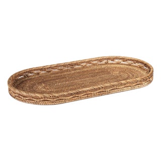 Heritage Weave Rattan Artistry Serving Tray, Oval For Sale