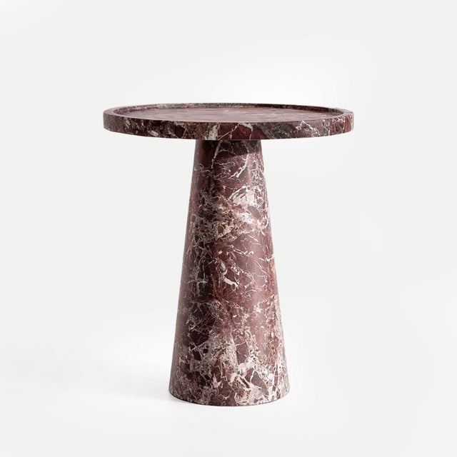 Maroon Rosso Levanto Marble Cone Side Table by Kiwano Concept For Sale - Image 8 of 8
