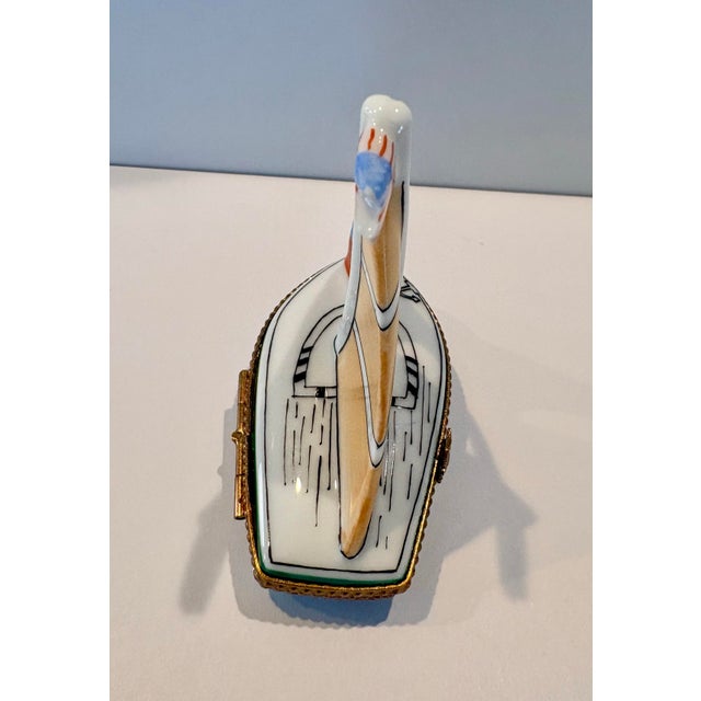 Mid 18th Century Limoges Sailboat Trinket Box Hand Painted in Limoges, France For Sale - Image 9 of 12