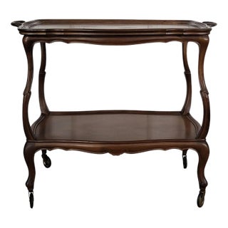 Mid-Century Italian Chippendale Wood Dry Bar Cabinet Liquor Cart, 1950s For Sale