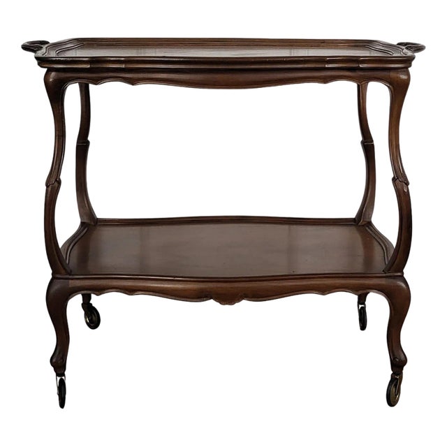 Mid-Century Italian Chippendale Wood Dry Bar Cabinet Liquor Cart, 1950s For Sale