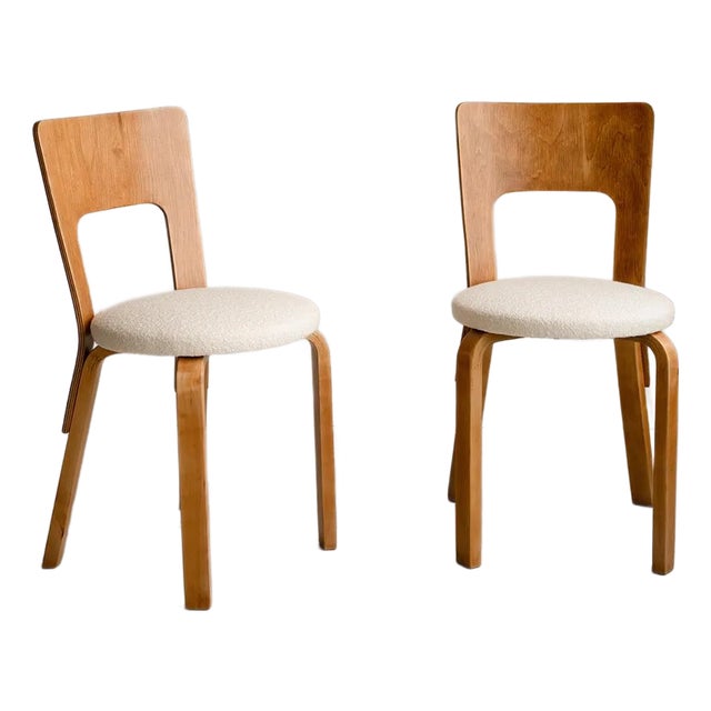 Mid 20th Century A Pair of Alvar Aalto Side Chairs for Artek Model 66 For Sale