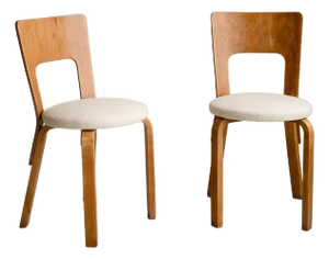 Mid 20th Century A Pair of Alvar Aalto Side Chairs for Artek Model 66