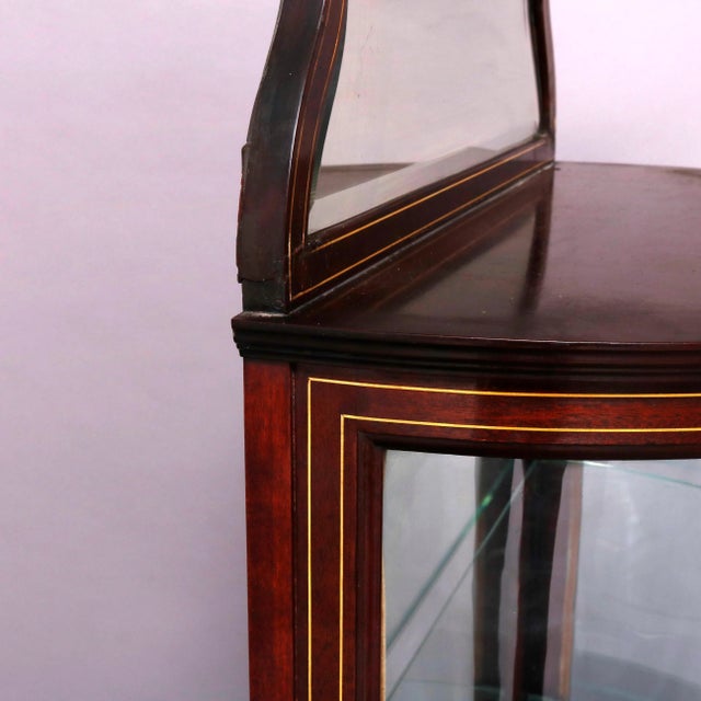 Antique French Louis XVI Mahogany Demilune Vitrine For Sale - Image 10 of 13