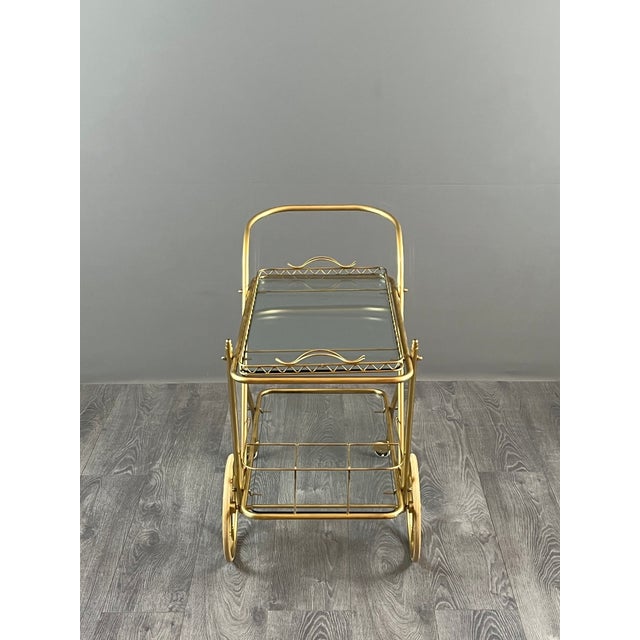 20th Century Rolling Table Trolley in Brass and Glass For Sale - Image 6 of 11