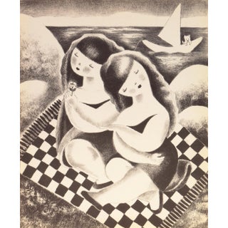 'Mimi and Bemi' by Nura Ulreich, Art Deco Woman Artist, Modernism, Salon D'Automne, Paris, 1943 For Sale