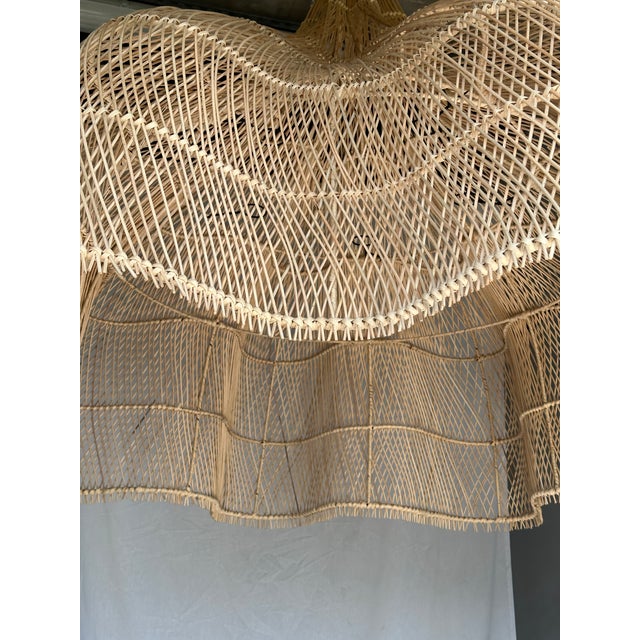 Large Rattan Hanging Light in the Shape of a Flower, 2010s For Sale - Image 12 of 18