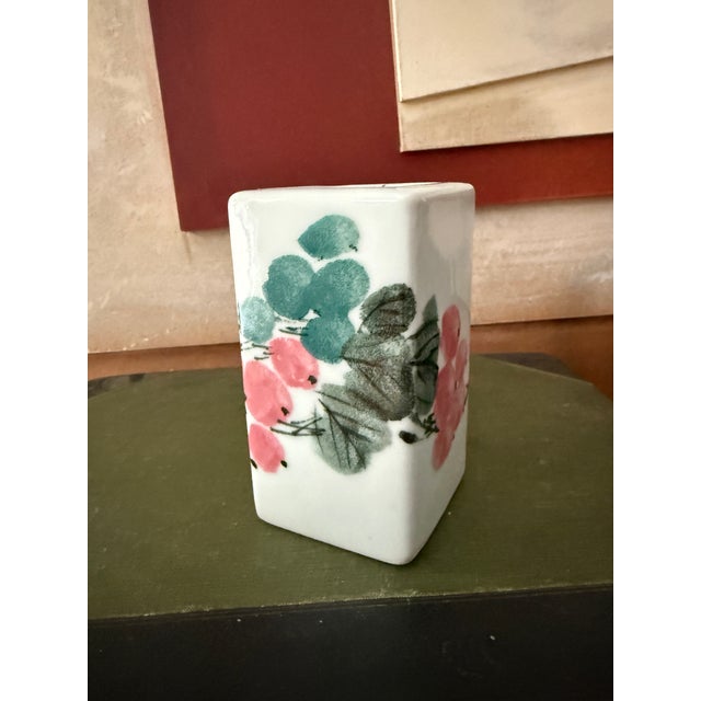 Signed Japanese Studio Porcelain Bud Vase Hand Painted Ikebana Style For Sale In Chicago - Image 6 of 8