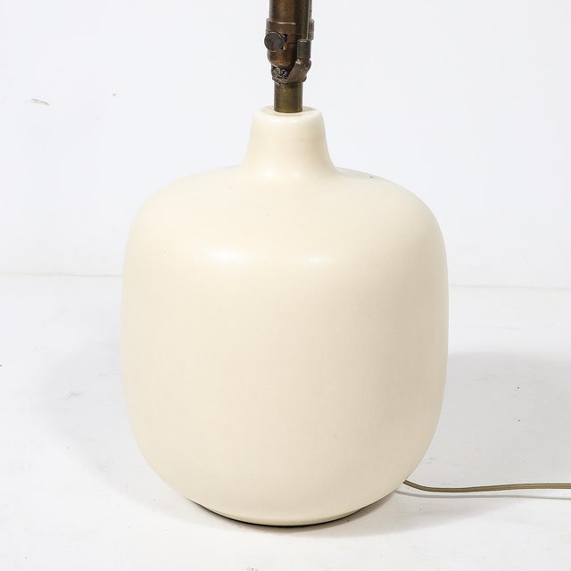 Off-white Mid-Century Off White Glazed Ceramic Table Lamps by Lotte & Gunnar Bostlund For Sale - Image 8 of 17