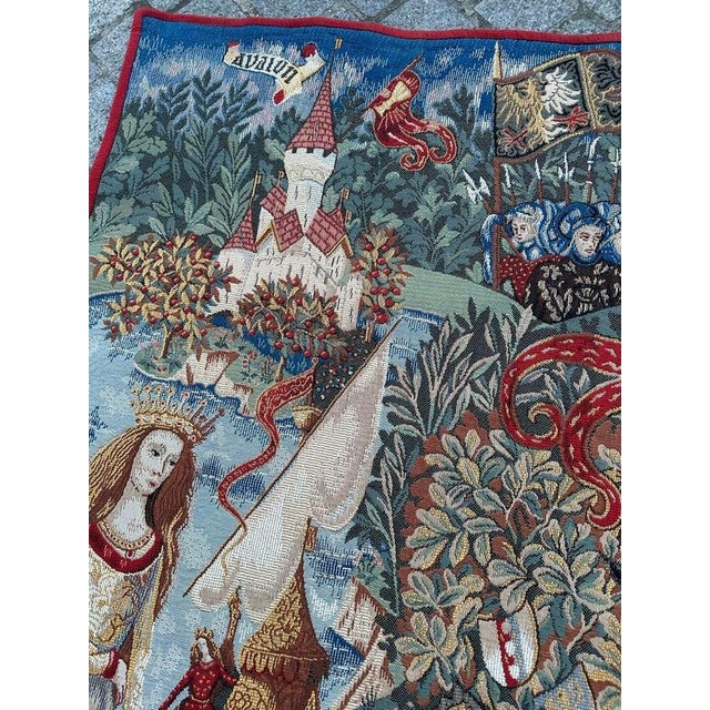 Vintage French Jacquard King Arthur Legend Tapestry by Aubusson, 1990s For Sale - Image 8 of 18