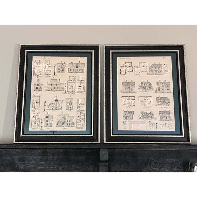 Victorian Frame Architecture Prints Set of 2 - Authentic Antique Prints 1887 For Sale - Image 3 of 7