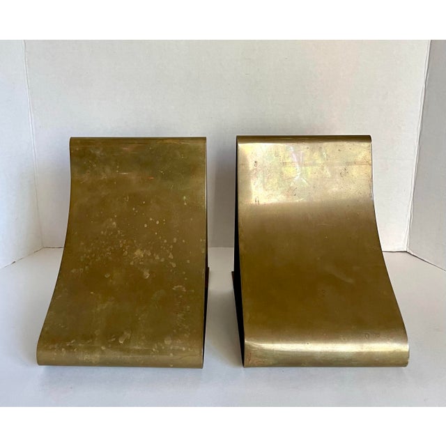 Mid-Century Modernist Sculptural Solid Brass Bookends Attributed to Sarried For Sale In Los Angeles - Image 6 of 12