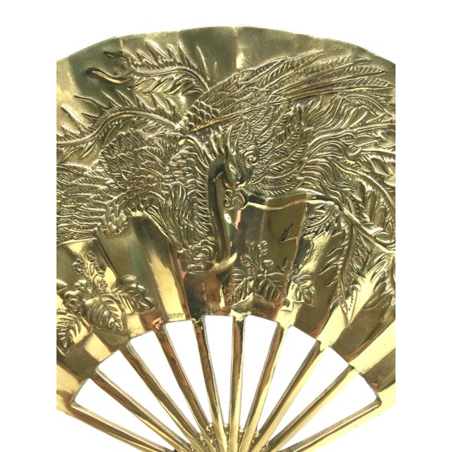 Vintage Carved Solid Brass Fan Wall Art For Sale - Image 11 of 13