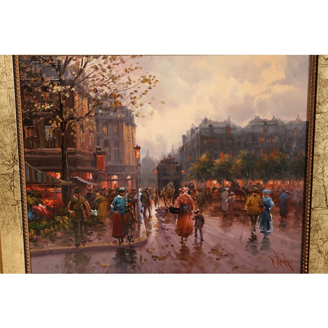 Wood Impressionist Style Painting, Street Scene. Emilio Payes For Sale - Image 7 of 18